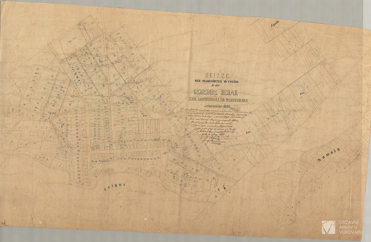 SKIZZE DER SEGREGIRTEN HUTWEIDE IN DER GEMEINDE BERAK  ZUR INDIWIDUELLEN VERTHEILUNG.