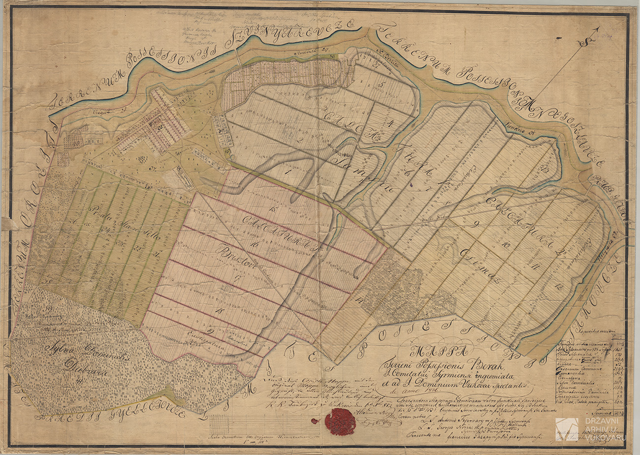 MAPPA TERENI POSSESSIONIS BERAK COMITATUI SYRMIENSI INGREMIATAE ET AD DOMINIUM VUKOVAR SPECTANTIS.