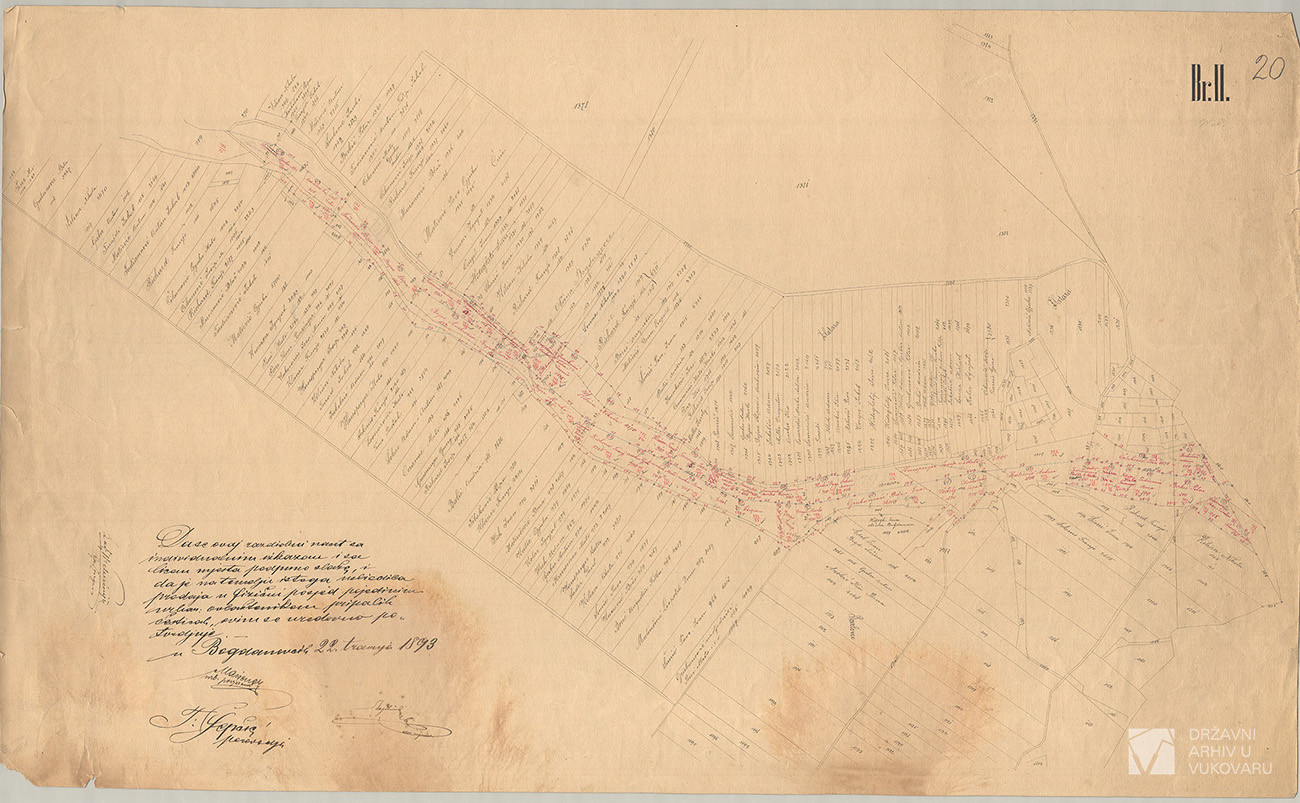 NACRT RAZDIELENJA BARAH LEŽEĆIH U HATARU OBĆINE BOGDANOVCE U SMISLU INSTRUCTIJE OD 11/3 1890.(LIST II)