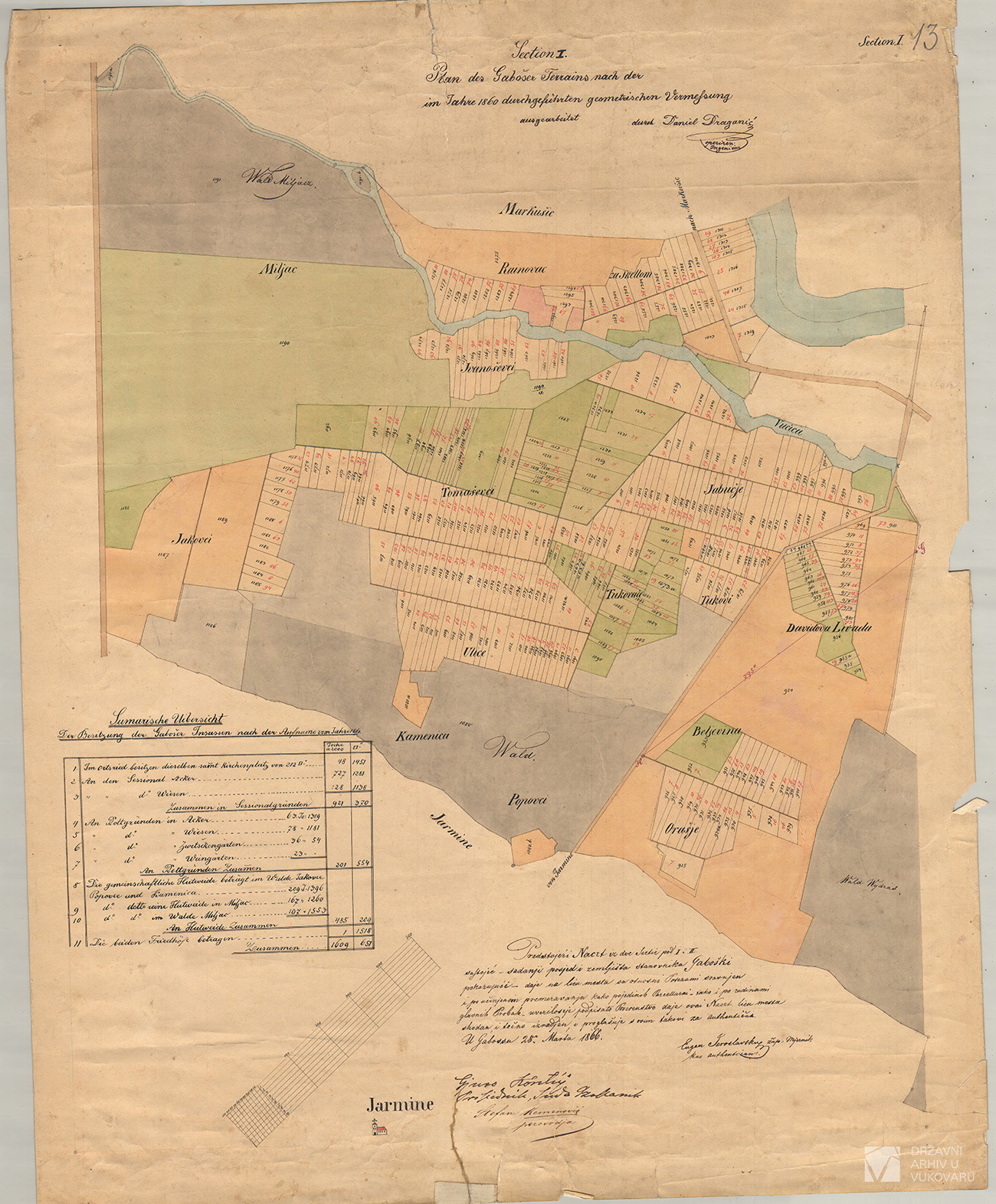 PLAN DER GEMEINDE GABOŠ VOM JAHRE 1860 SECTION I