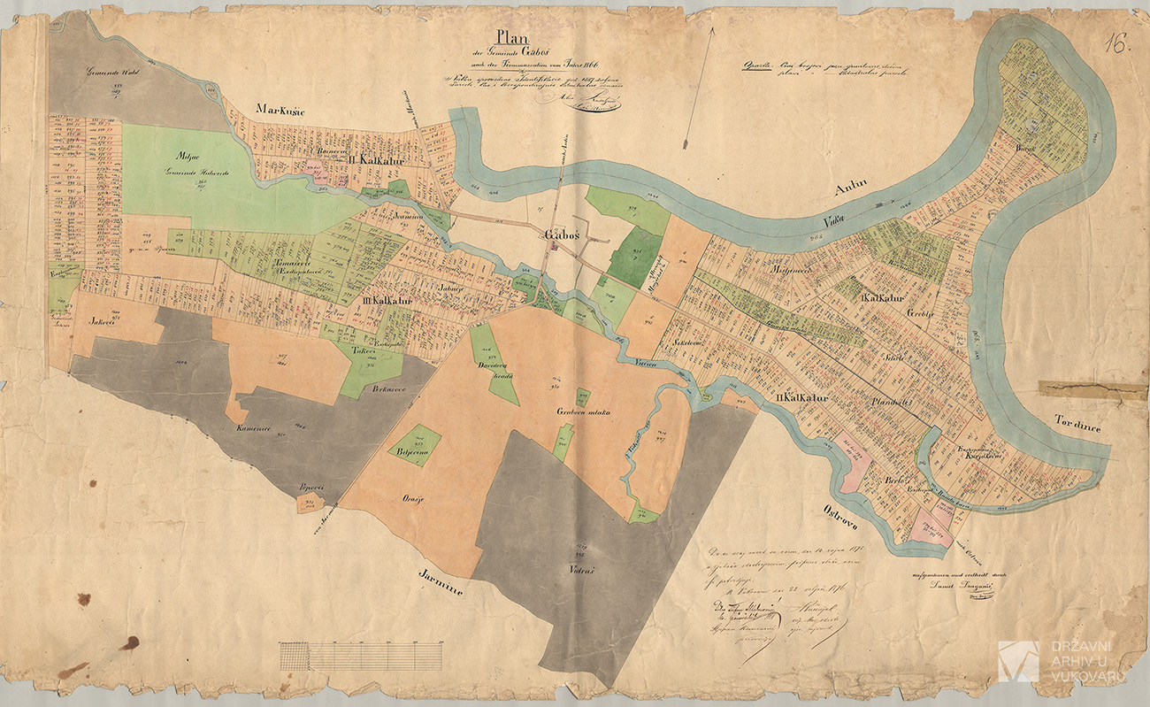 PLAN DER GEMEINDE GABOŠ NACH DEM KOMMASSATION VOM JAHRE 1866