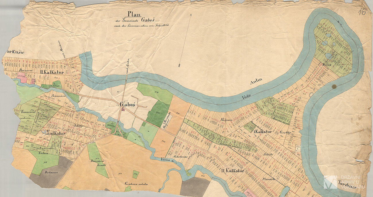 PLAN DER GEMEINDE GABOŠ NACH DEM KOMMASSATION VOM JAHRE 1866
