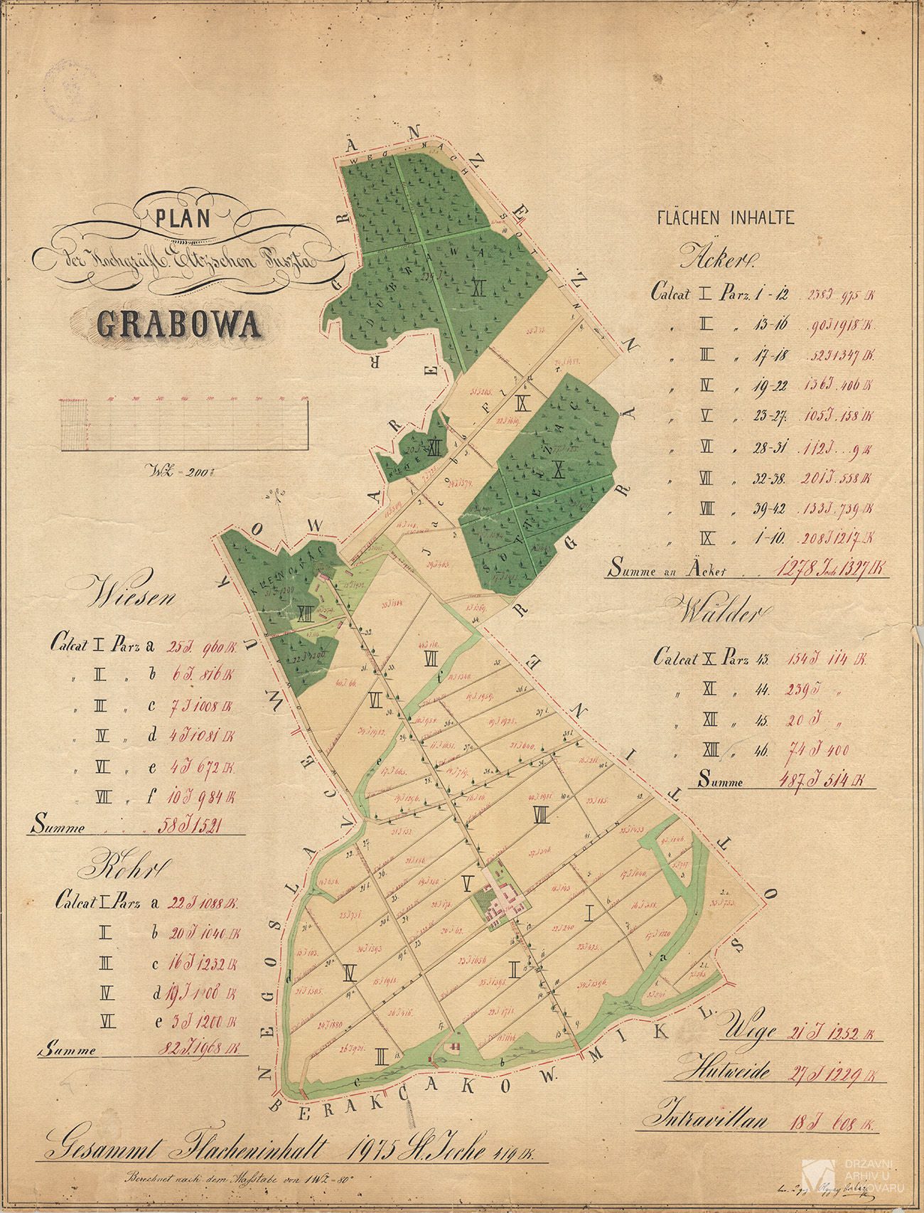 PLAN DER HOCHGRÄFF.ELTZISCHEN PUSZTA GRABOWA