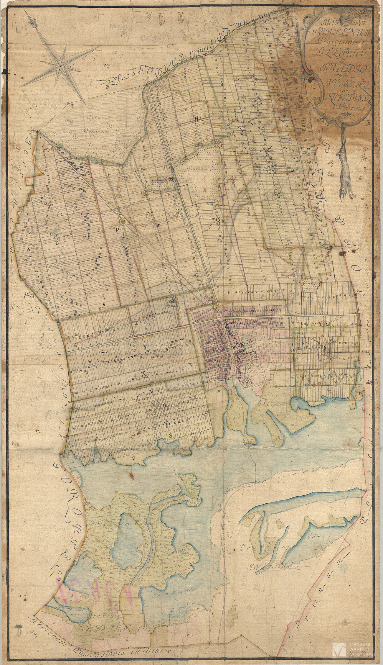 MAPPA TERRENUM POSSESSIONIS ILLATS ER PRAEDYORUM IVANTZE & RUBETINTZE EXHIBENS.