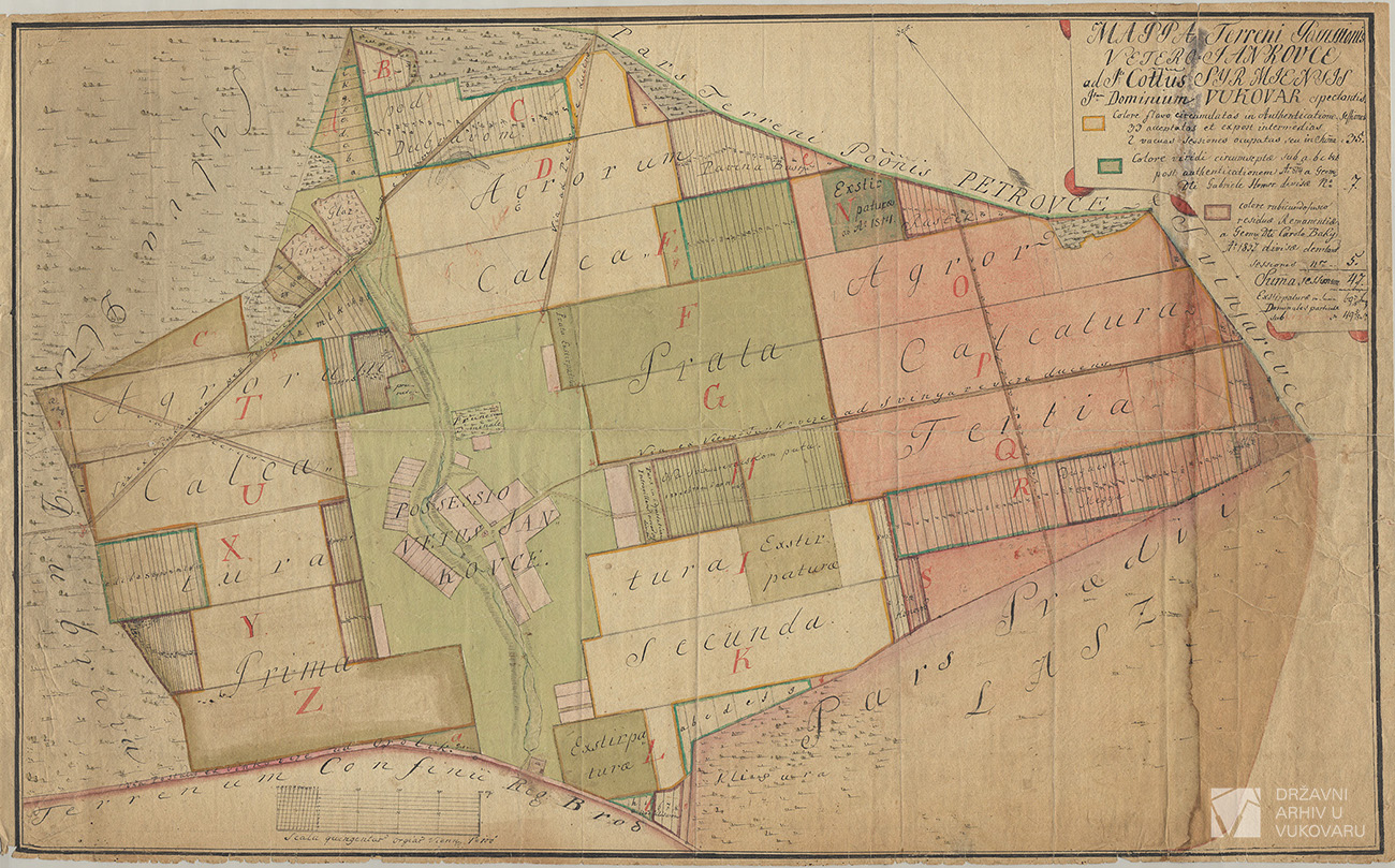 MAPPA TERRENI POSSESSIONIS VETERO JANKOVCE AD ITO COTTUS SYRMIENSIS ITUM DOMINIUM VUKOVAR SPECTANTIS
