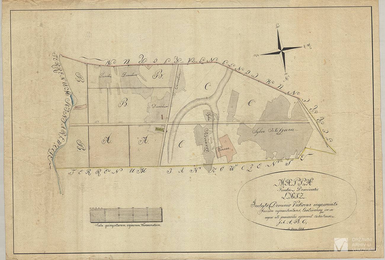 MAPPA PRAEDII DOMINALIS LASZ INCLYTO DOMINIO VUKOVAR INGREMIATI FACIEM REPRAESENTANS