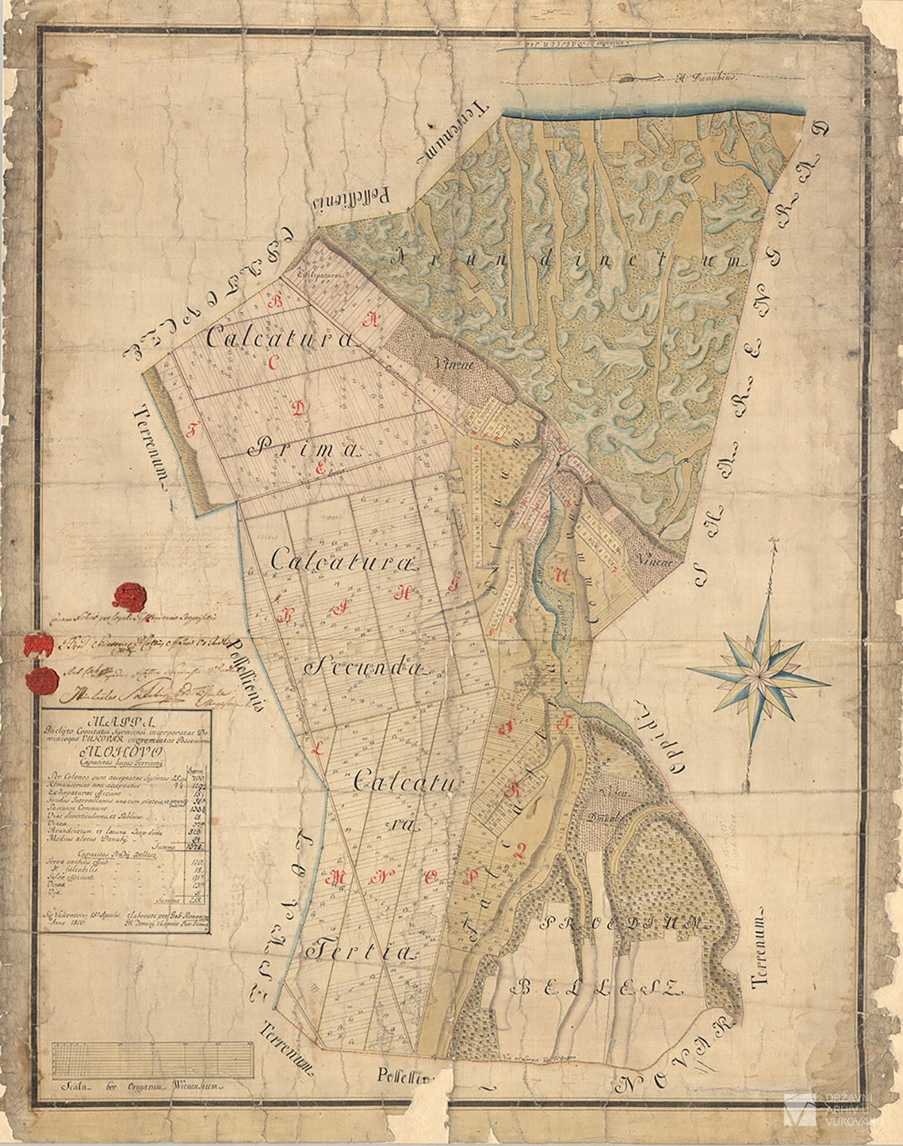 MAPPA INCLYTO COMITATUI SYRMIENSI INCORPORTAE DOMINIOQUE VUKOVAR INGREMIATAE POSSESSIONIS MOHOVO