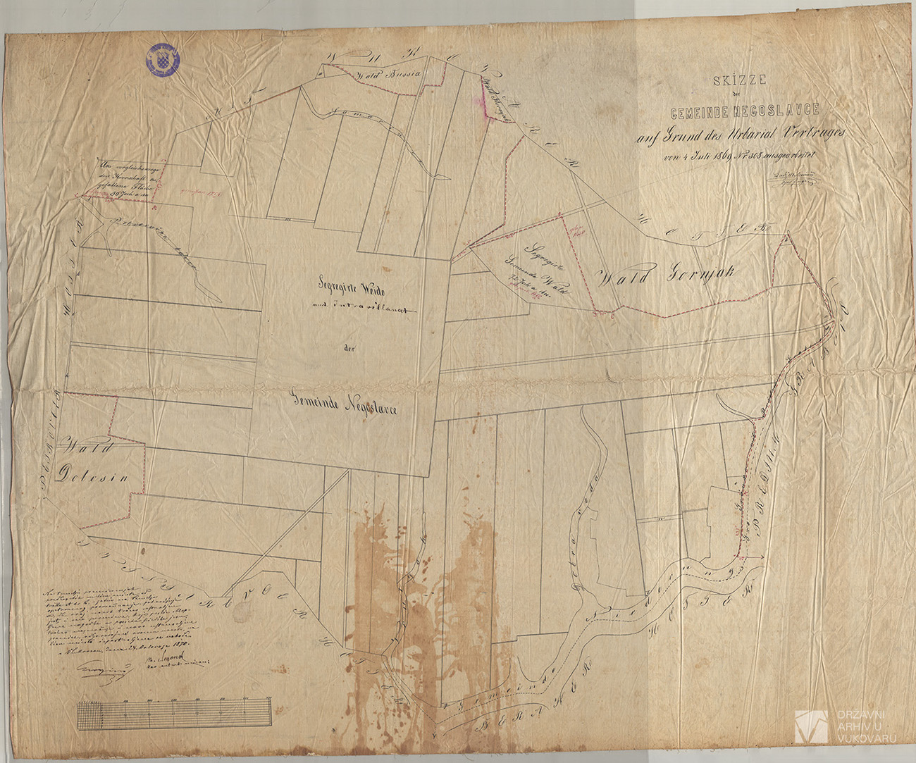 SKIZZE DER GEMEINDE NEGOSLAVCE AUF GRUND DES URBARIAL VERTRAGES