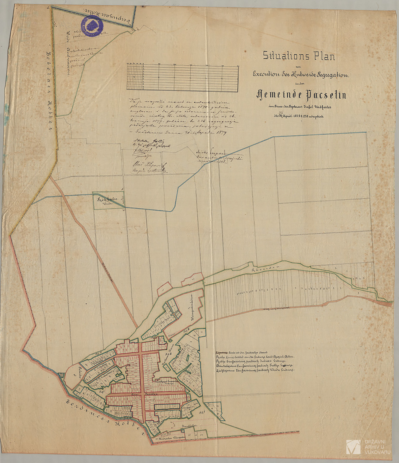 SITUATIONS PLAN ZUR EXECUTION DER HUTWEIDE SEGREGATION IN DER GEMEINDE PACSETIN