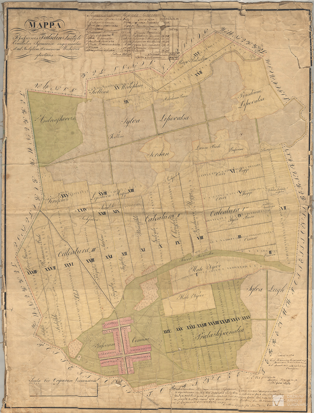 MAPPA POSSESSIONIS PATSTEIN INCLYTO COMITATUI INGREMIATAE ET AD INCLYTUM DOMINIUM WUKOVAR SPECTANS