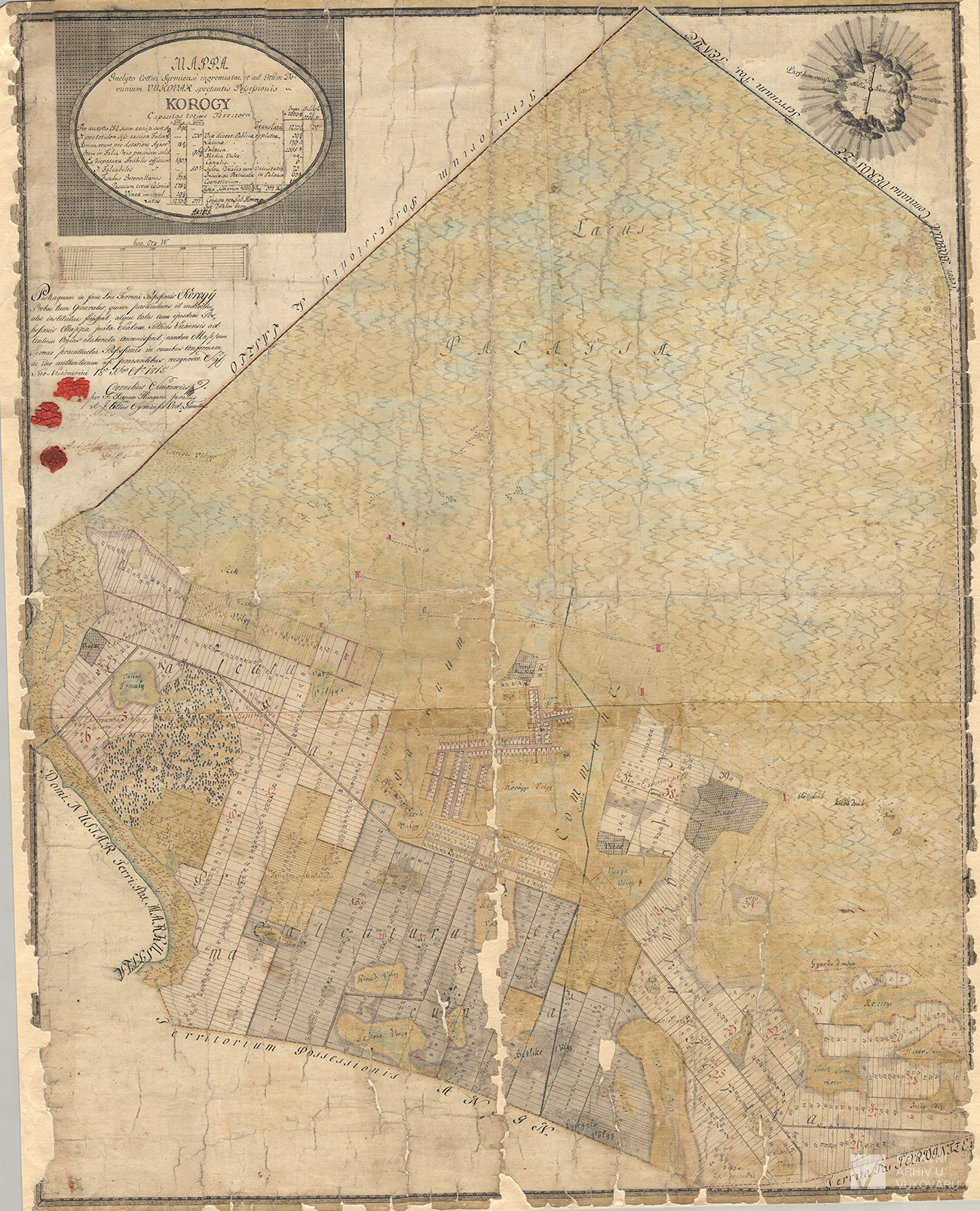 MAPPA INCLYTO COTTUI SYRMIENSI INGREMIATAE ET AD ITUM DOMINIUM VUKOVAR SPECTANTIS POSSESSIONIS KOROGY