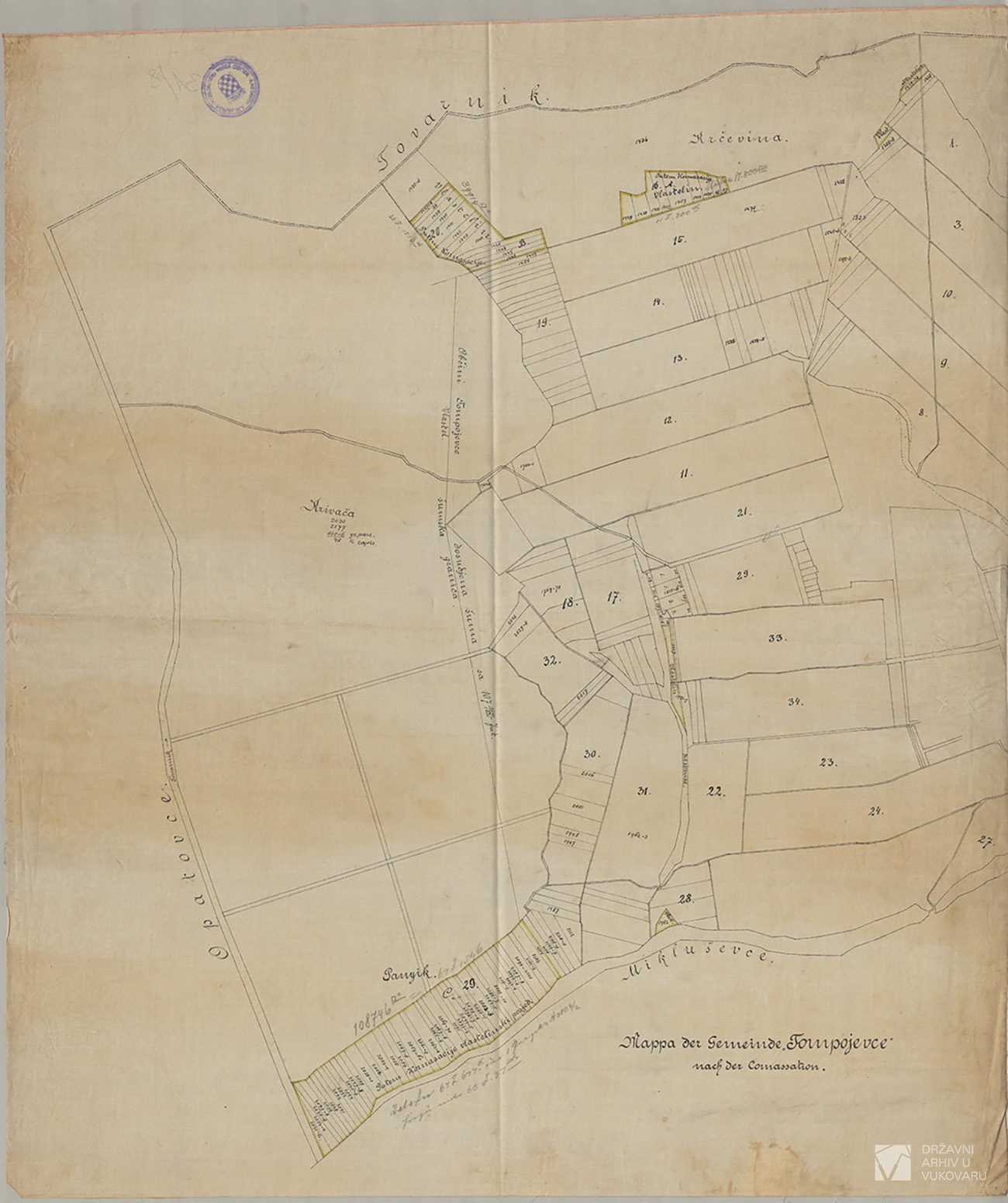 MAPPA DER GEMEINDE TOMPOJEVCE NACH DER COMASSATION