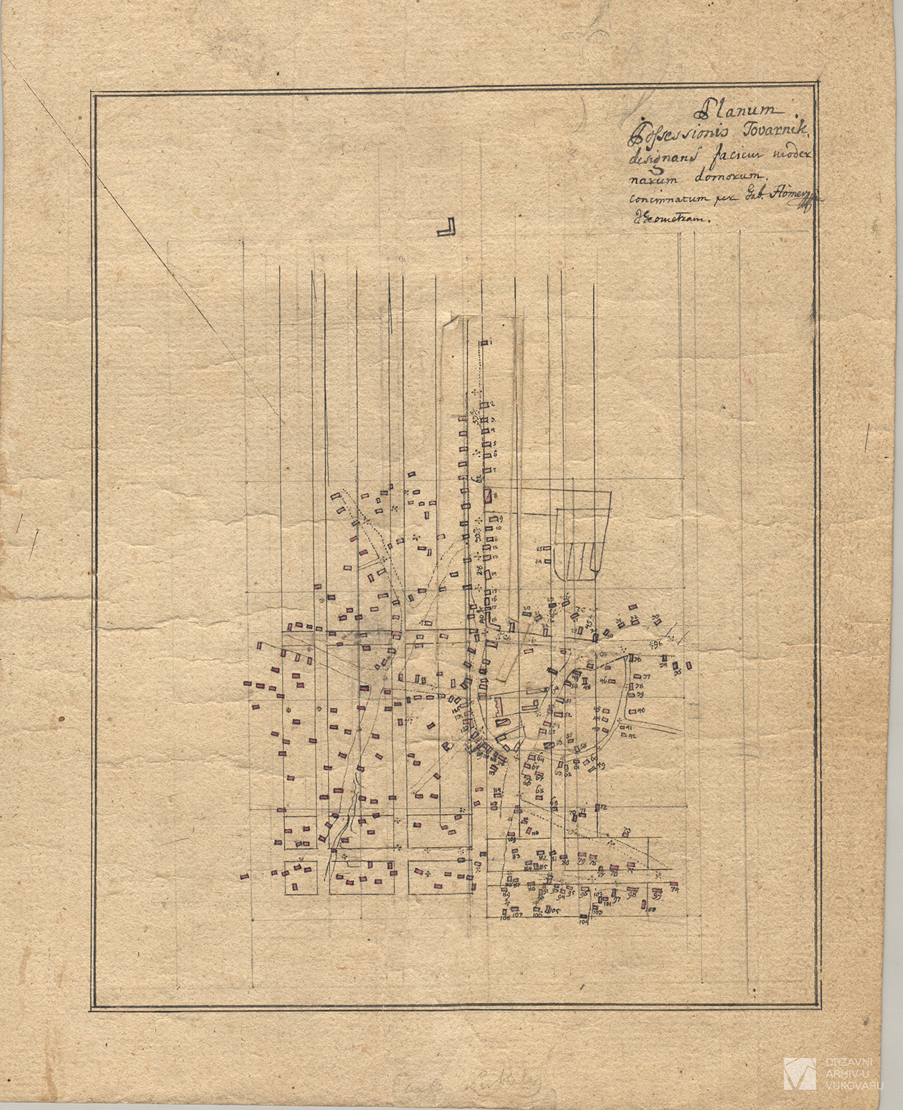 PLANUM POSSESSIONIS TOVARNIK DESIGNANS FACIEM MODEX NARUM DOMORUM