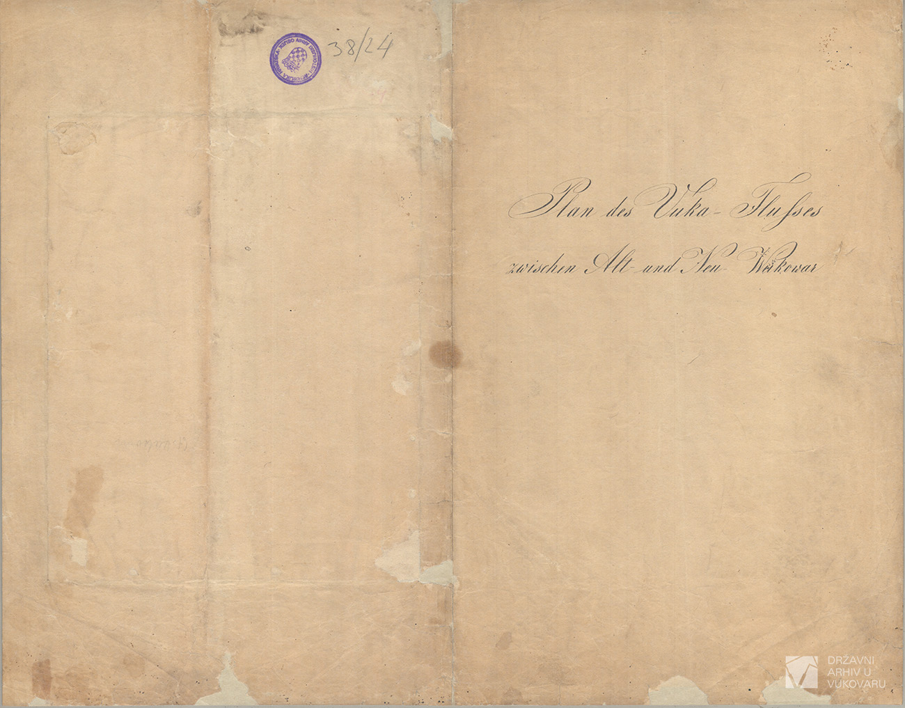 PLAN DES VUKA FLUSSES ZWISCHEN ALT- UND NEU-VUKOVAR, NACH WELCHEM DIE REGULIERUNG ZU DURCHFÜHREN  WÄRE.