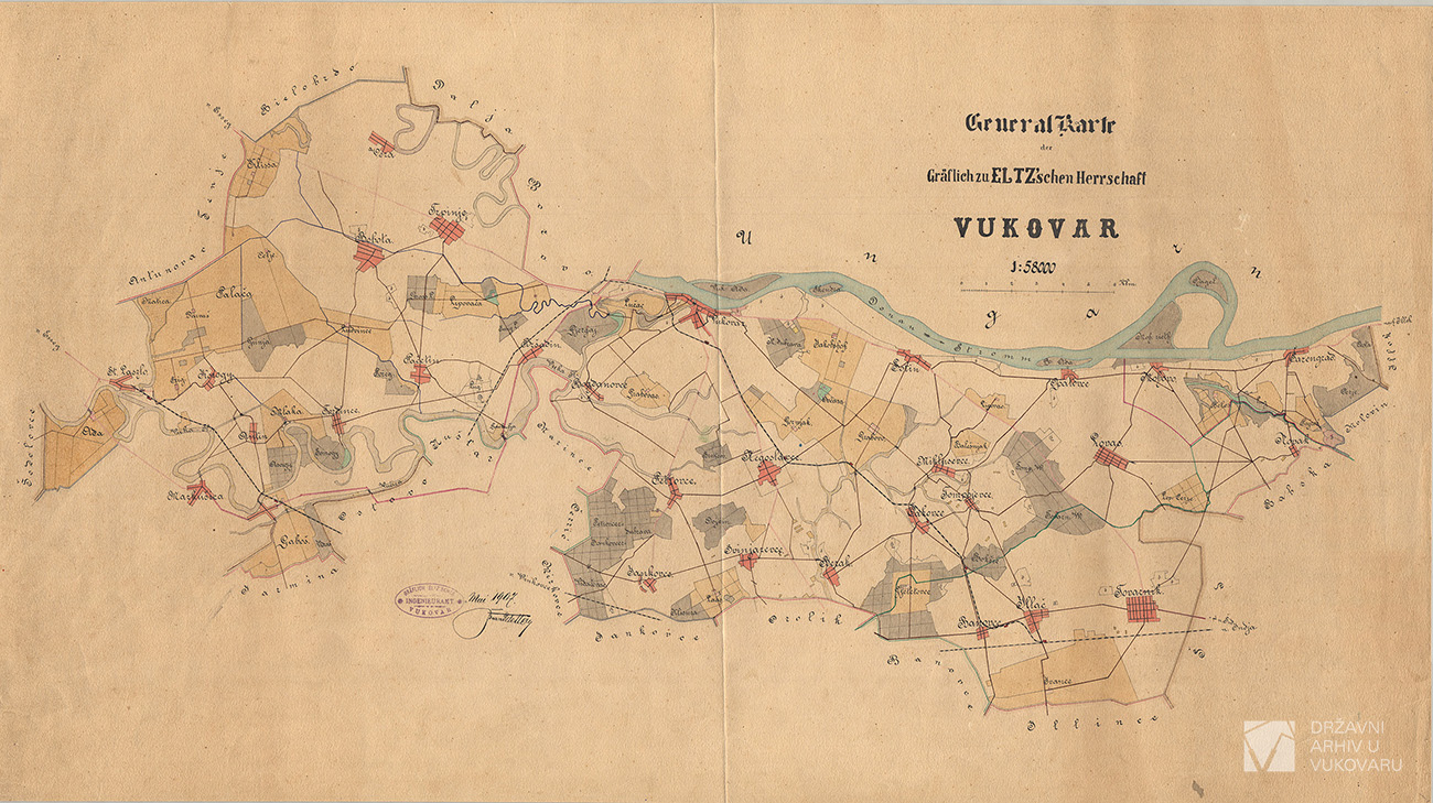 GENERALKARTE DER GRÄFLICHEN ZU ELTZ´SCHEN HERRSCHAFT VUKOVAR