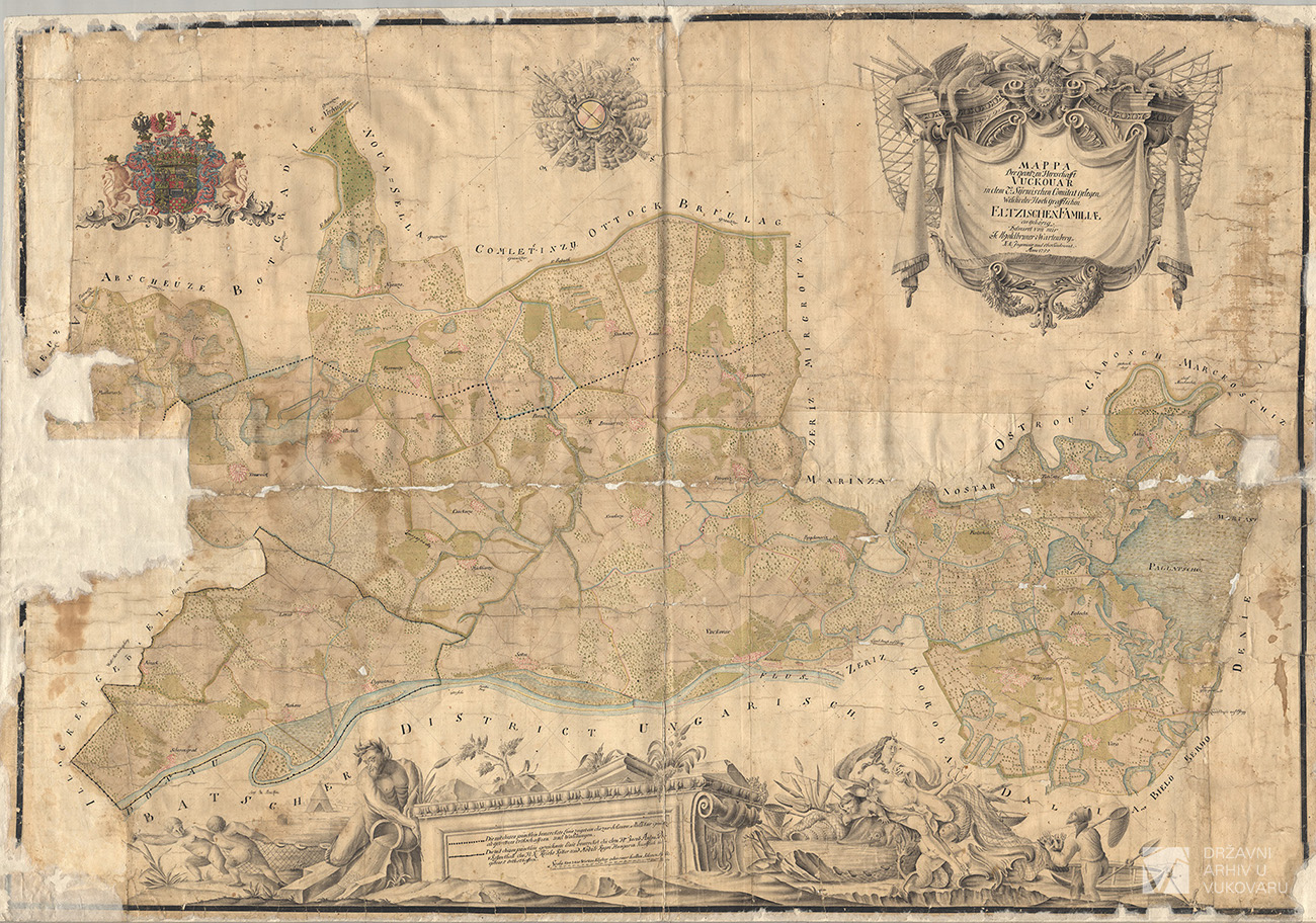 MAPPA DER GANTZEN HERSCHAFT VUCKOVAR IN DEM SYRMISCHEN COMITAT GELEGEN WELCHE DER HOCH GRAFLICHEN ELTZISCHEN FAMILIAE ANGEHÖRIG