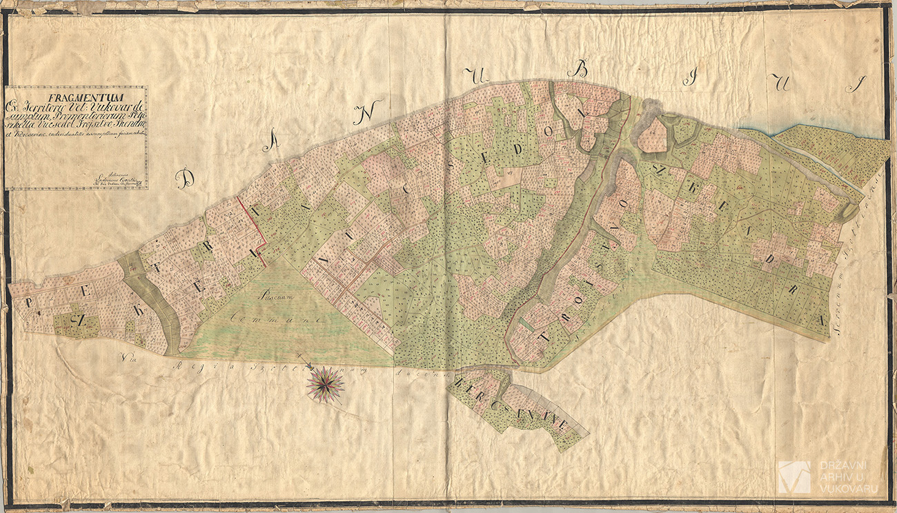 FRAGMENTUM EX TERRITORIO VET: VUKOVAR DESUMPTUM, PROMONTORIUM PETRISZKELLA, VUCSEDOL, TROJSTVO,SKENDRA ET KERCSEVINE INDIVIDUALITER ASSUMPTORUM FACIEM EXHIBENS