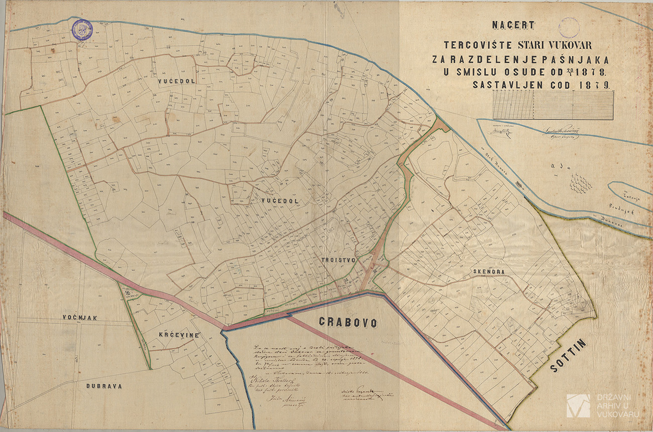 NACERT TERGOVIŠTA STARI VUKOVAR ZA RAZDIELENJE PAŠNJAKA U SMISLU OSUDE OD 20/7 1878 SASTAVLJEN GOD.1879