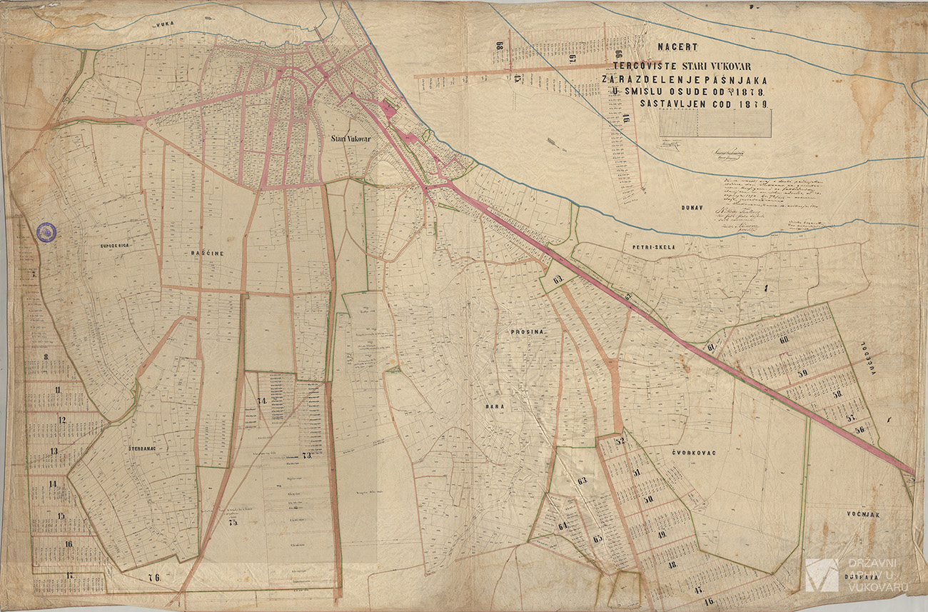 NACERT TERGOVIŠTA STARI VUKOVAR ZA RAZDIELENJE PAŠNJAKA U SMISLU OSUDE OD 20/7 1878 SASTAVLJEN GOD.1879