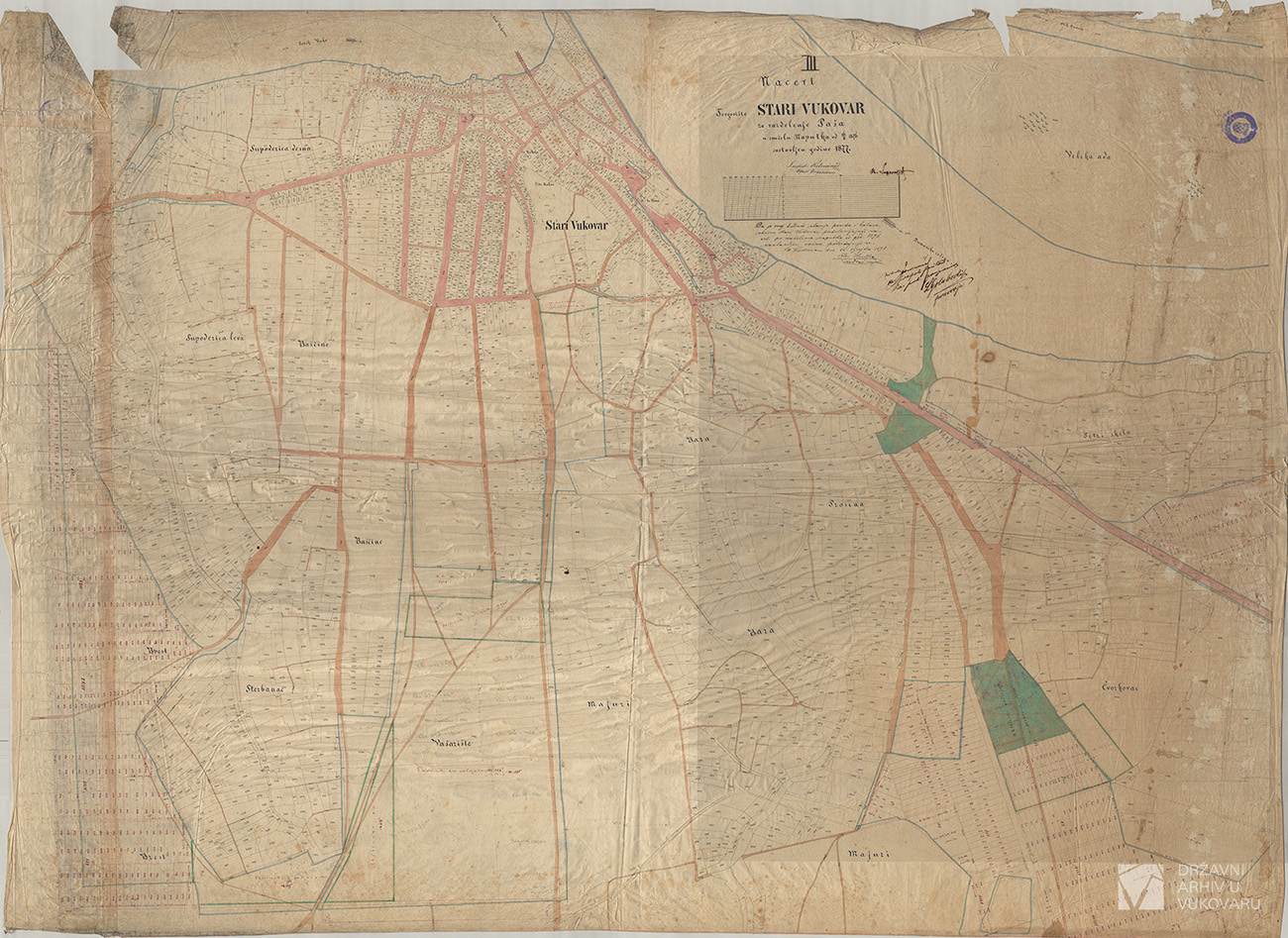 III NACERT TERGOVIŠTA STARI VUKOVAR ZA RAZDIELENJE PAŠA U SMISLU NAPUTKA OD 16/8 1876 SASTAVLJEN GODINE 1877