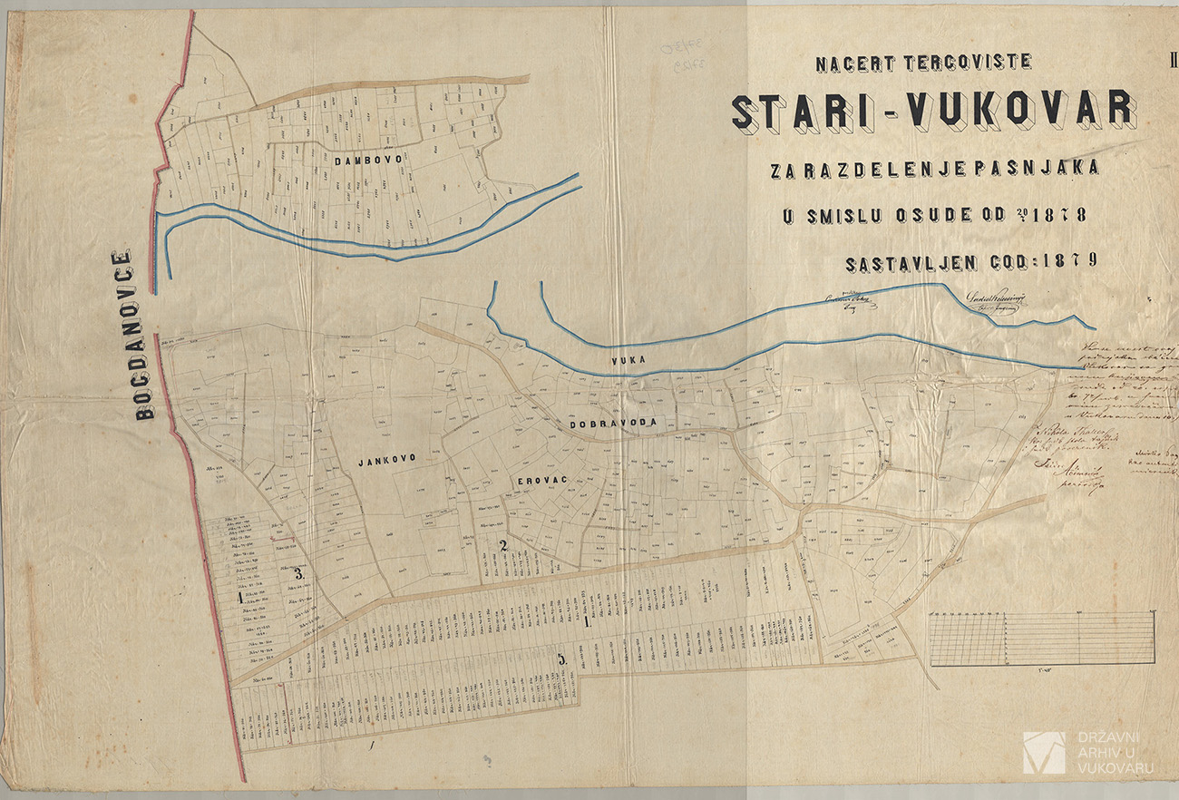 NACERT TERGOVIŠTA STARI VUKOVAR ZA RAZDIELENJE PAŠNJAKA U SMISLU OSUDE OD 20/7 1878 SASTAVLJEN GOD.1879