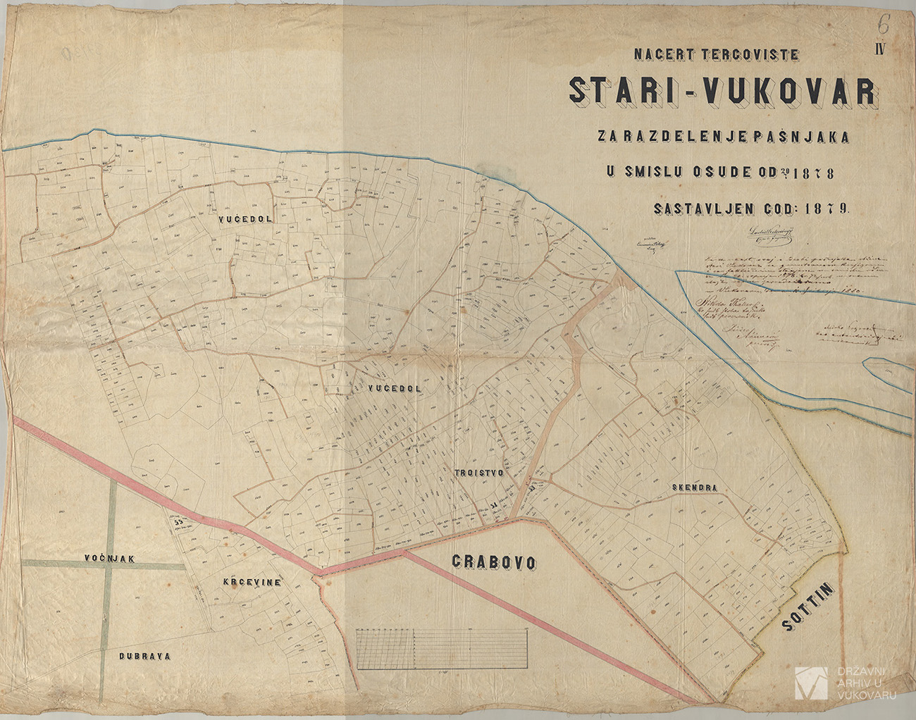 NACERT TERGOVIŠTA STARI VUKOVAR ZA RAZDIELENJE PAŠNJAKA U SMISLU OSUDE OD 20/7 1878 SASTAVLJEN GOD.1879